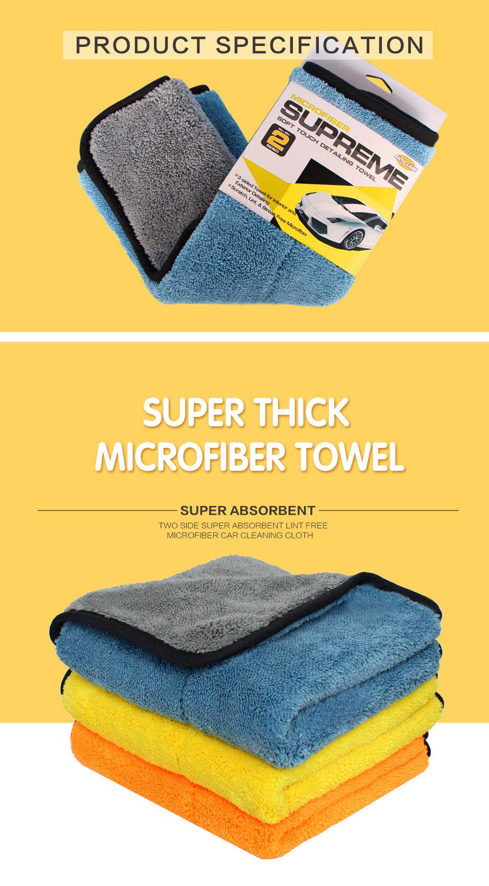 Double Side Thick Absorbent Coral Fleece Microfiber Cleaning Towel 45X38 For Car Wash