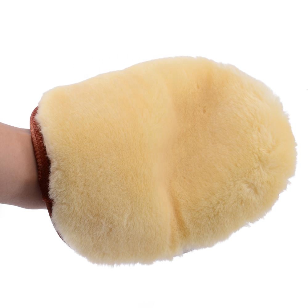 Factory Wholesale Sheepskin Wool Car Wash Mitt Car Wash Glove Cleaning Mitt