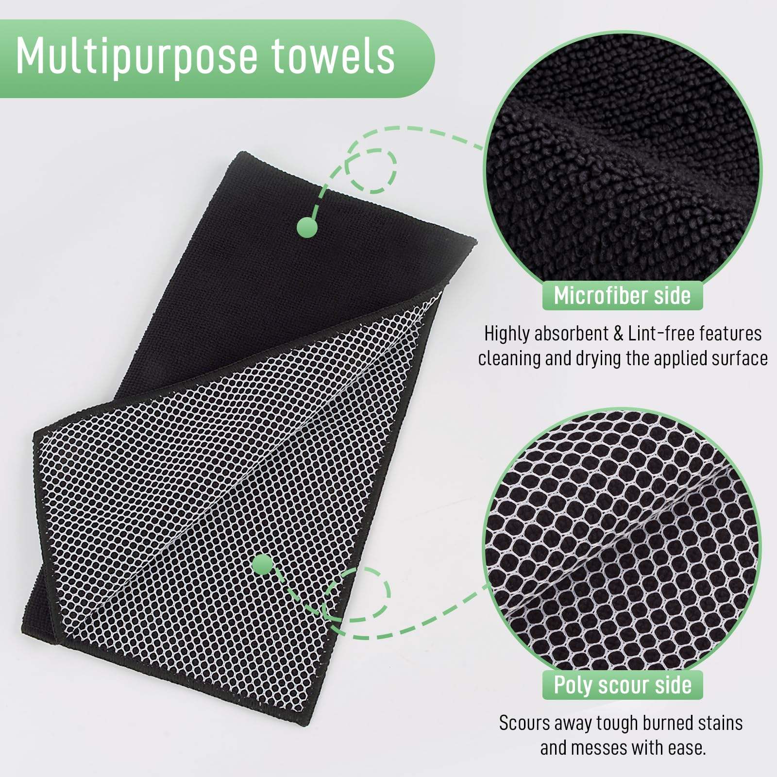 Black Microfiber Kitchen Cleaning Cloths Towels Milk Tea Shop Coffee Machine Special Rag Household Cleaning Towel
