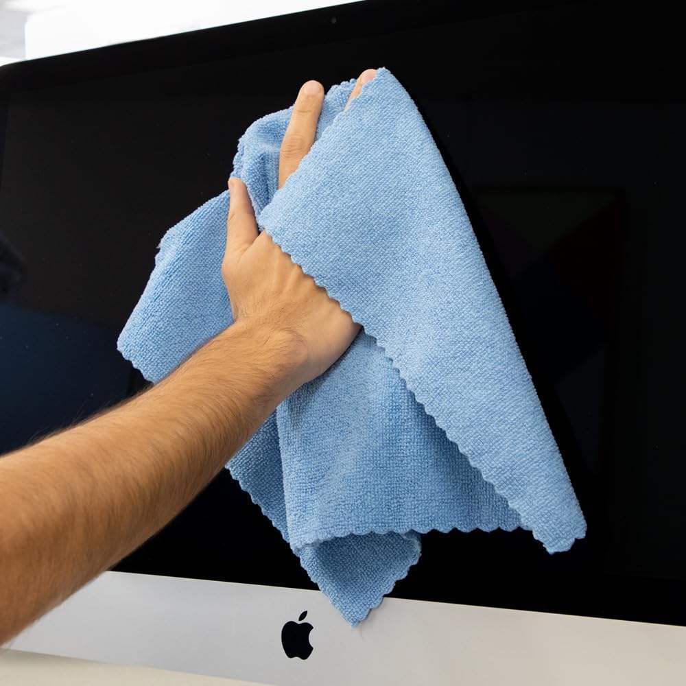 Soft Pack of 50 12 by 12 inches 180GSM seamless edges less Microfiber Cleaning and Drying Wipes with Dispenser Box