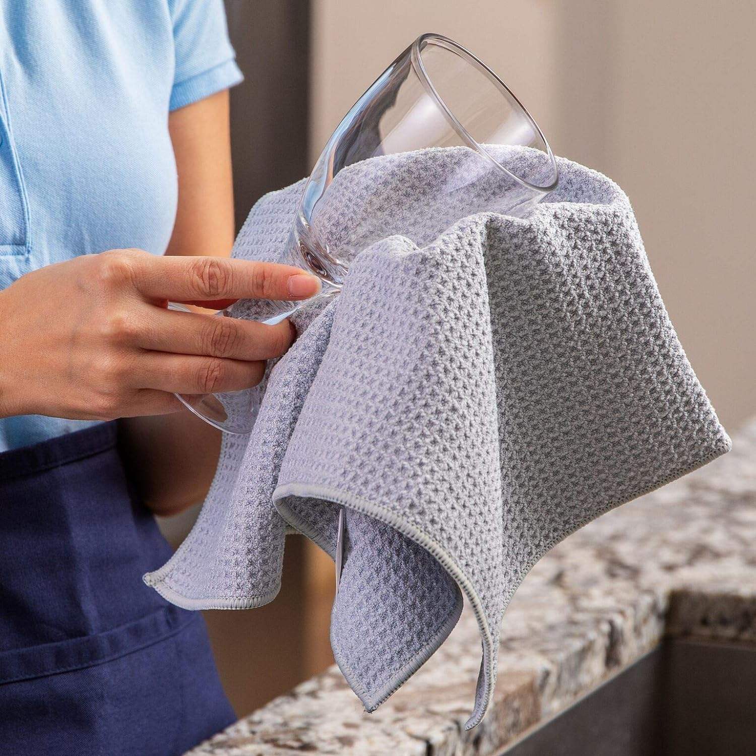 Microfiber Black Waffle Kitchen Weave Towel Absorbent Dish Towels Quick Drying Hand Towels for Cleaning Kitchen