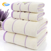 3pcs/Set Luxury Lavender 100% Cotton Purple White Towel Set Toalhas De Banho 1pc Bath Towel Brand 2pc Face Towel Bathroom