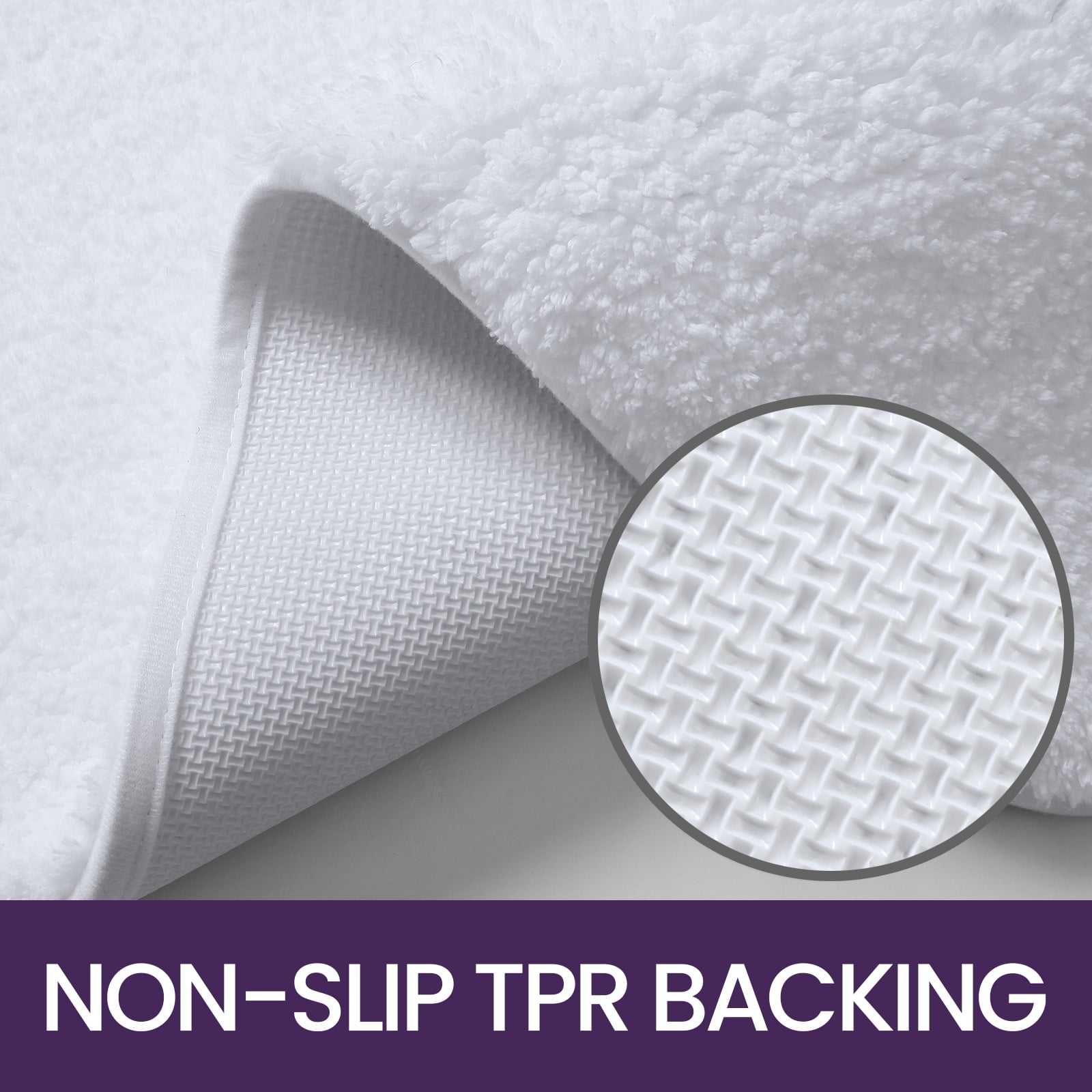 High Quality Handmade White Bath Mats 100% Cotton Soft High Water Absorbent Anti Slip Fast Dry Tub Mat