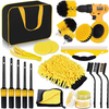 23Pcs Exterior Interior Car Wash Cleaning Tools Kit Tire Towels Drill Brush Window Scraper Set with Box Car Wash Equipment