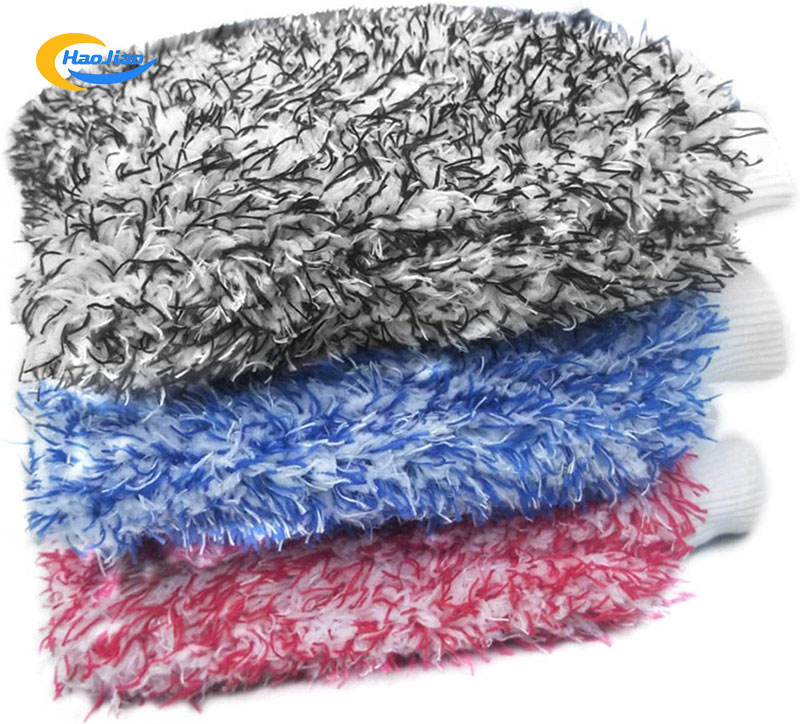 Automotive Car Cleaning Supplies Wholesale Gray Microfiber Chenille Car Washing Mitt Custom Logo Car Wash Gloves