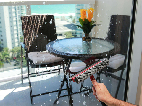 2 in 1 Window Cleaner Tool with Blade Rubber and Sponge Car Windshield Shower Squeegee for Glass Doors Window Squeegee