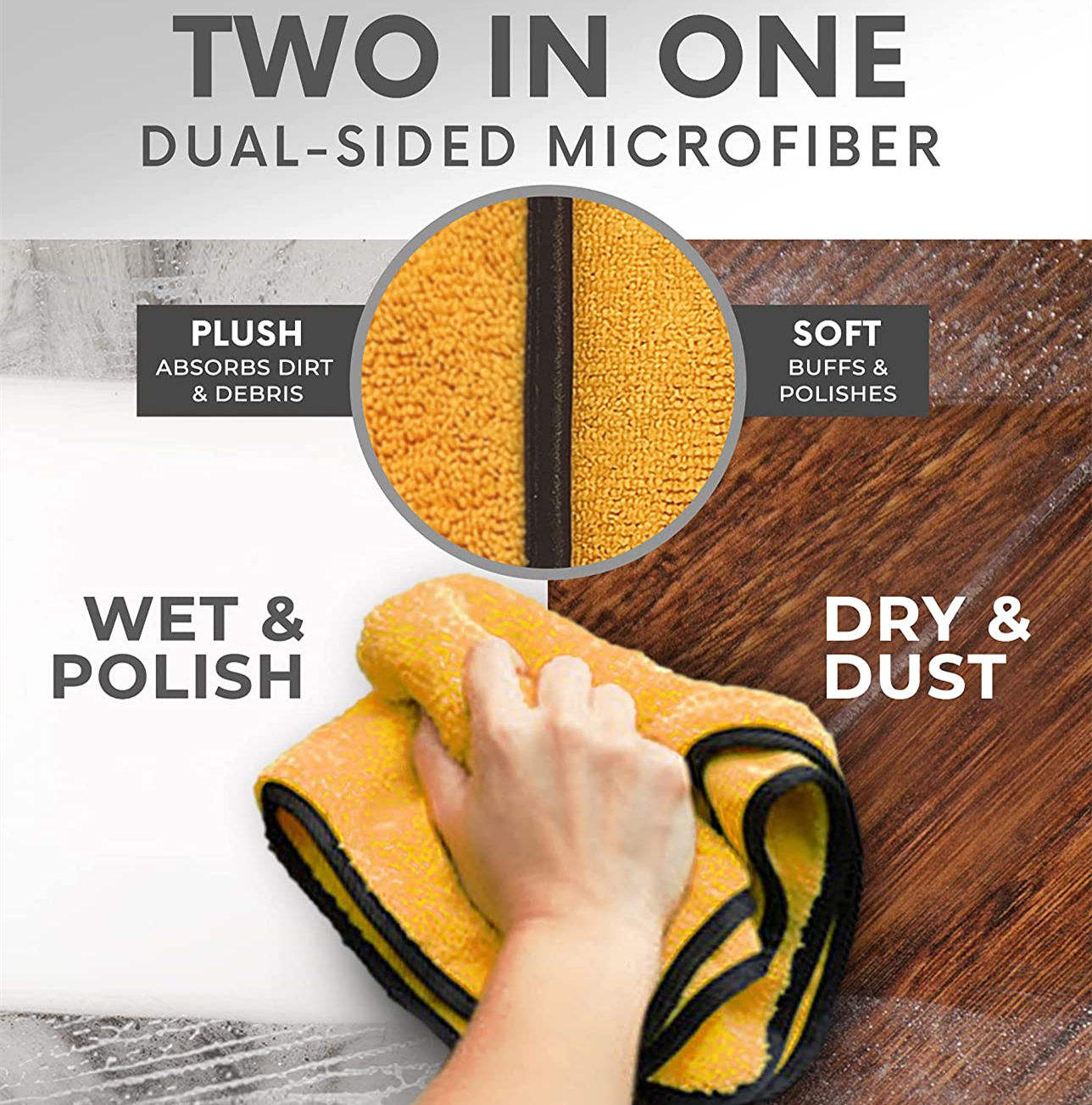 Bulk Long Pile Gray Non-abrasive Reusable Microfiber Towel Car Cleaning Cloth