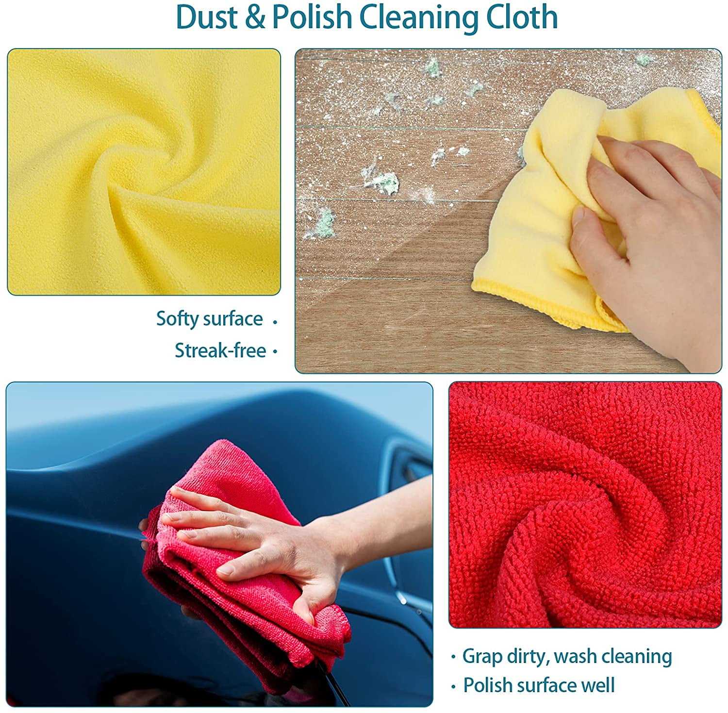 Esun Multi-purpose Microfiber Cleaning Cloths Absorbent Fast Drying Household Glass Cloths Kitchen Toallas De Microfibra Sets