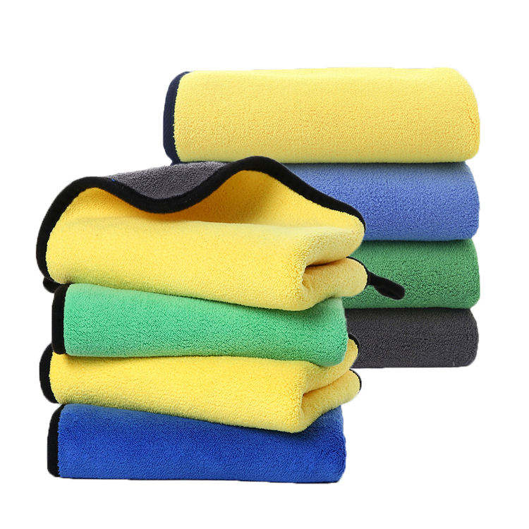 Custom High Quality Thicken Coral Velvet Two Color Double Sided Microfiber Cleaning Drying Washing Car Towel