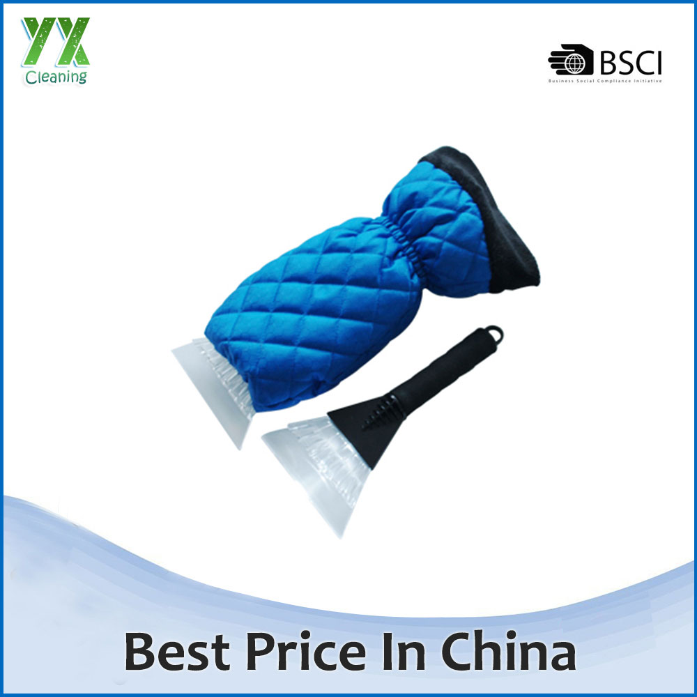 Plush Lining Fabric Plastic Ice Snow Scraper Mitt