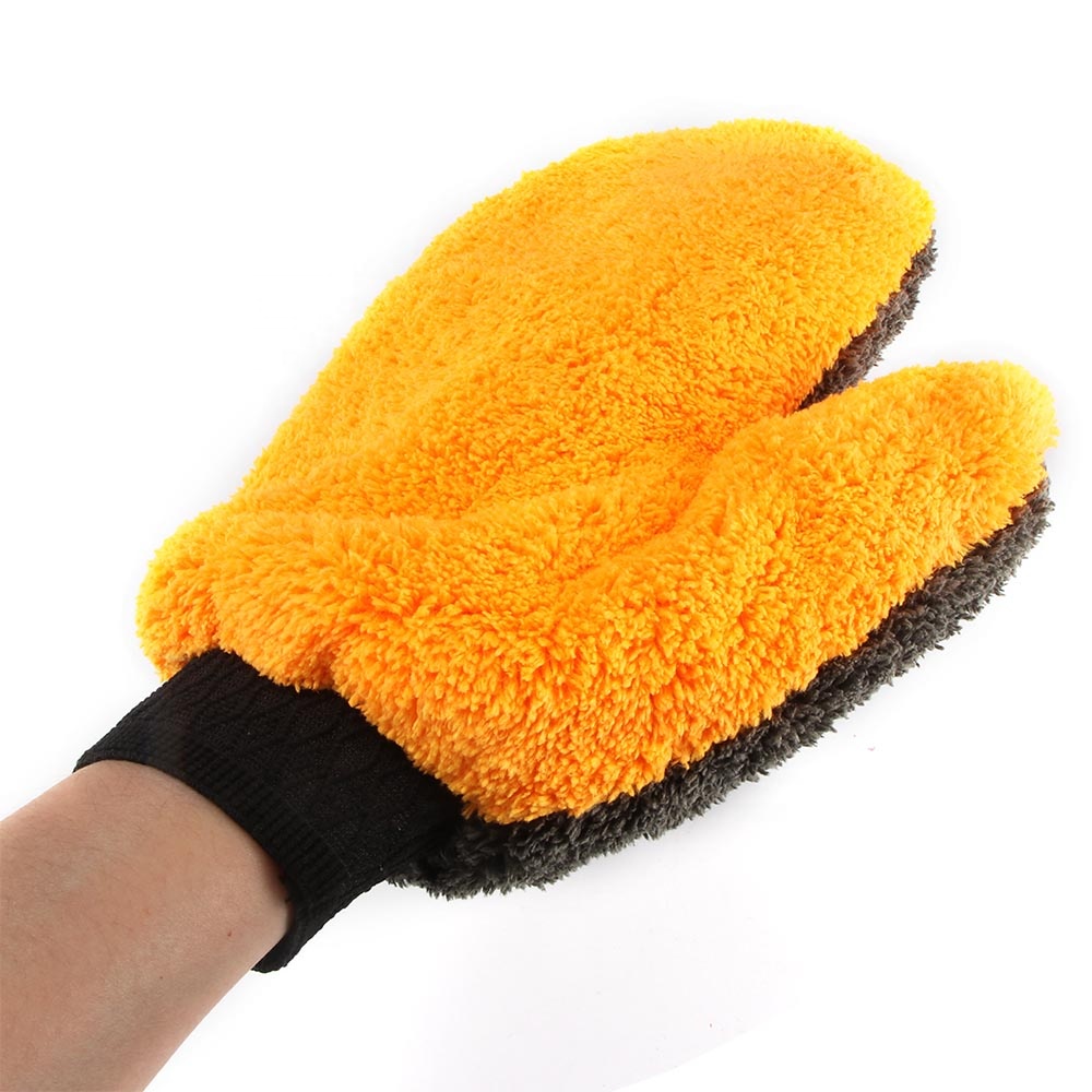 premium double side plush microfiber car cleaning wash mitt
