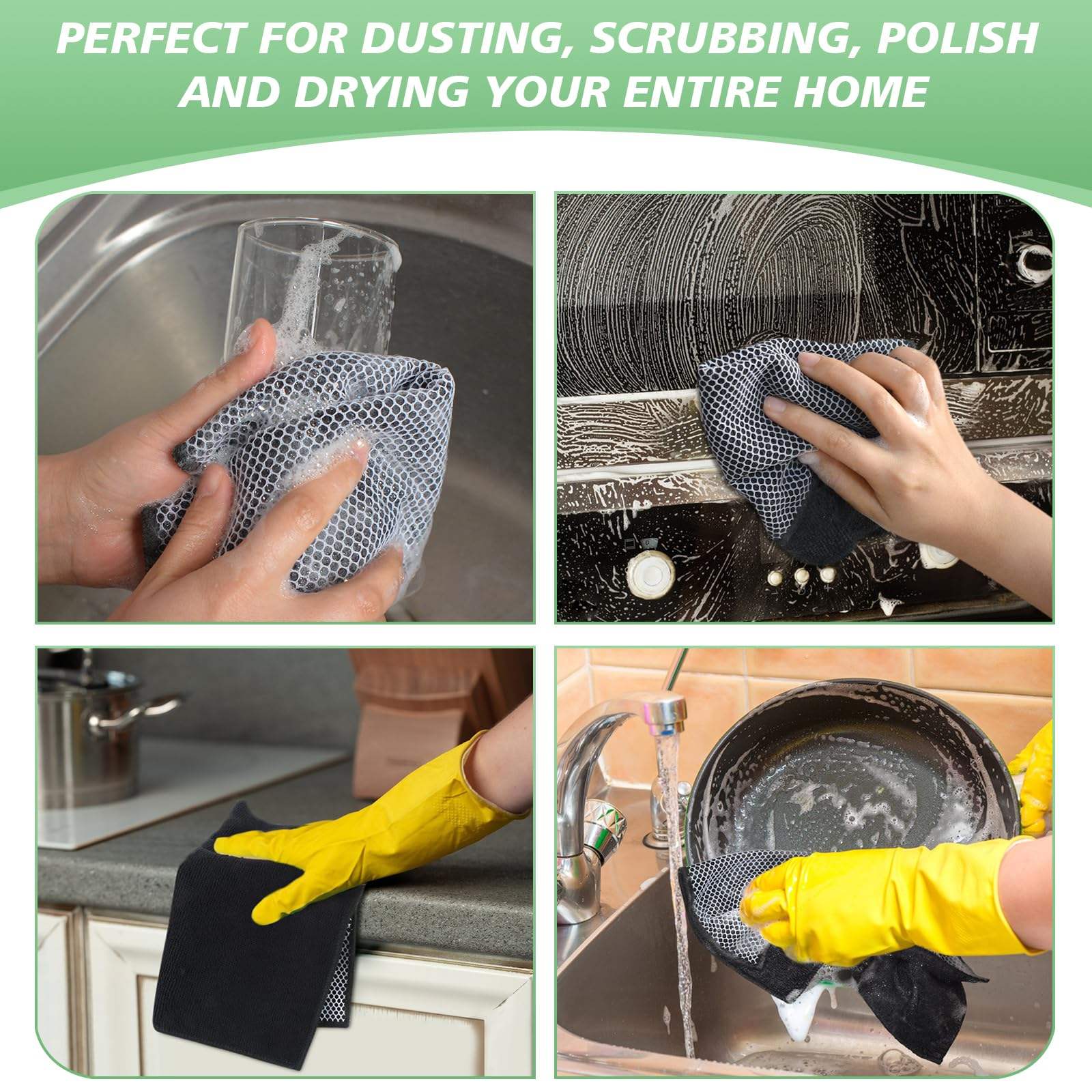 Black Microfiber Kitchen Cleaning Cloths Towels Milk Tea Shop Coffee Machine Special Rag Household Cleaning Towel