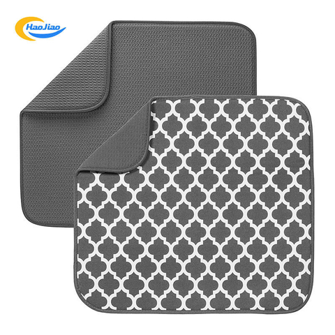 Absorbent Dish Drying Mat Reversible Microfiber Dish Mat Kitchen Cushion Pad Tableware for Kitchen