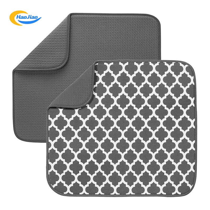 Absorbent Dish Drying Mat Reversible Microfiber Dish Mat Kitchen Cushion Pad Tableware for Kitchen