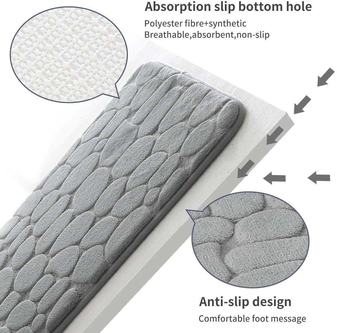 Soft Memory Foam Shower Bathroom Bath Floor Mat Rugs Quick Dry Super Water Absorbent Non Slip Stone Bath Mat