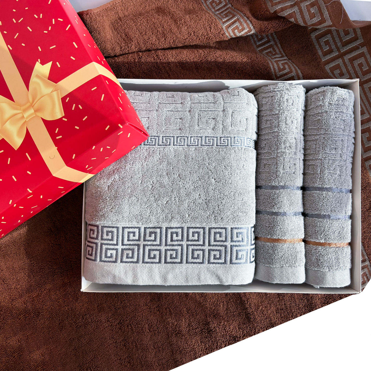 Premium 100% Cotton Bath Towel Set for Hotels Custom Soft Lint-Free Luxury Boxed Gift