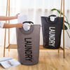 Custom Logo Collapsible Oxford Fabric Laundry Hamper Foldable Canvas Bathroom Cloth Basket Handles Storage Washing Box Home
