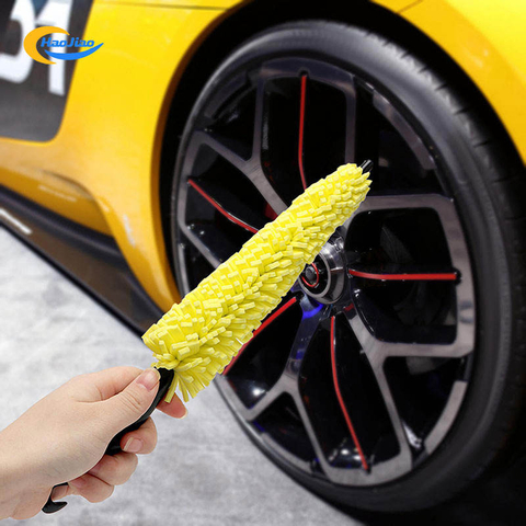 Car Wash Portable Microfiber Wheel Tire Rim Brush Cleaning Car with Plastic Handle Wash Detailing Tools