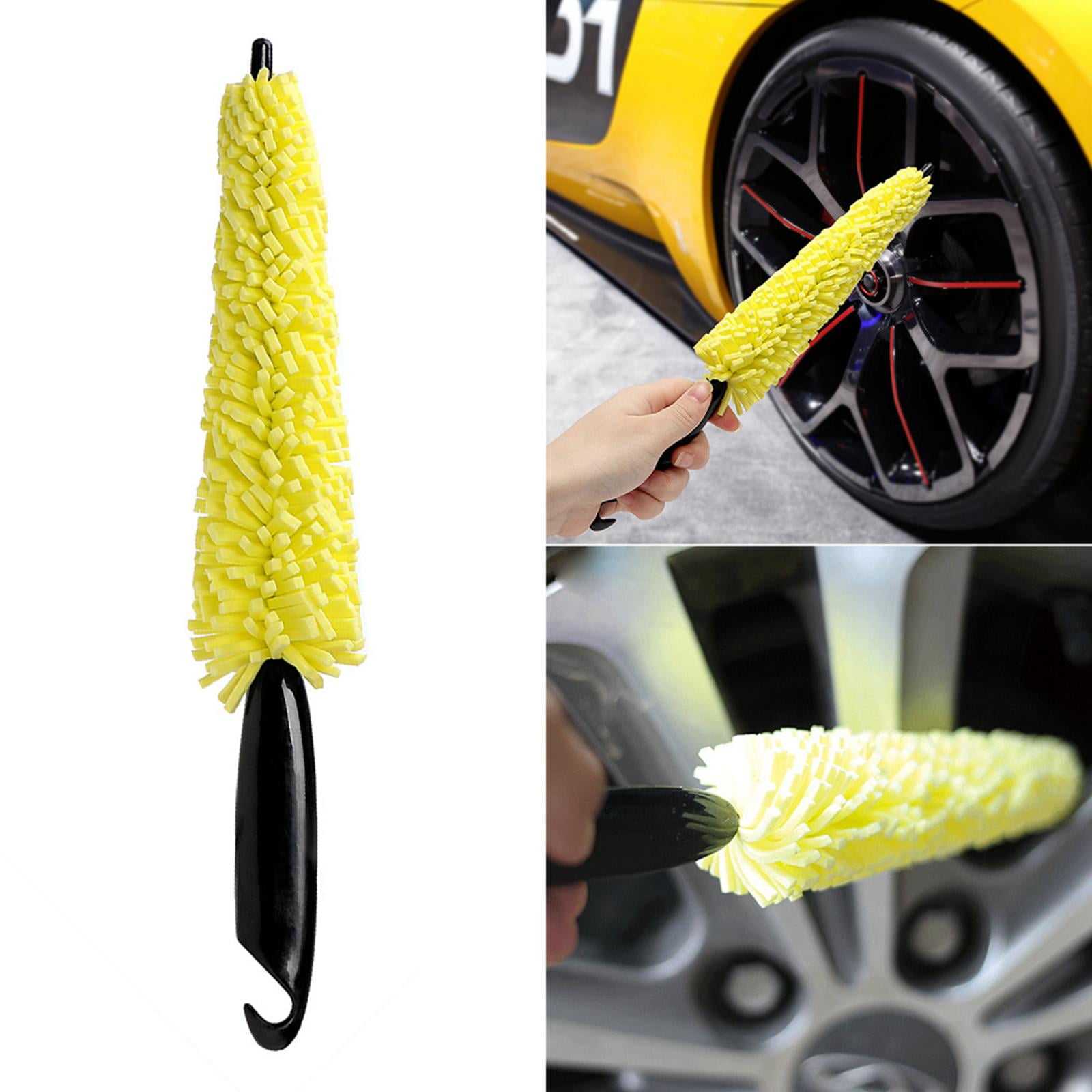 Car Wash Portable Microfiber Wheel Tire Rim Brush Cleaning Car with Plastic Handle Wash Detailing Tools