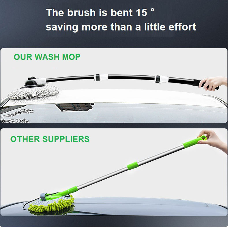 Wholesale Telescopic Adjustable Rotating Chenille Long Handle Car Cleaning Brushes Kit Microfiber Car Wash Mop Brush