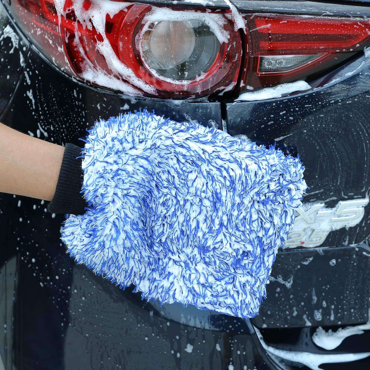 Soft Car Care Microfiber Absorbent Plush Cleaning Gloves Car Detailing Hand Wash Mitt