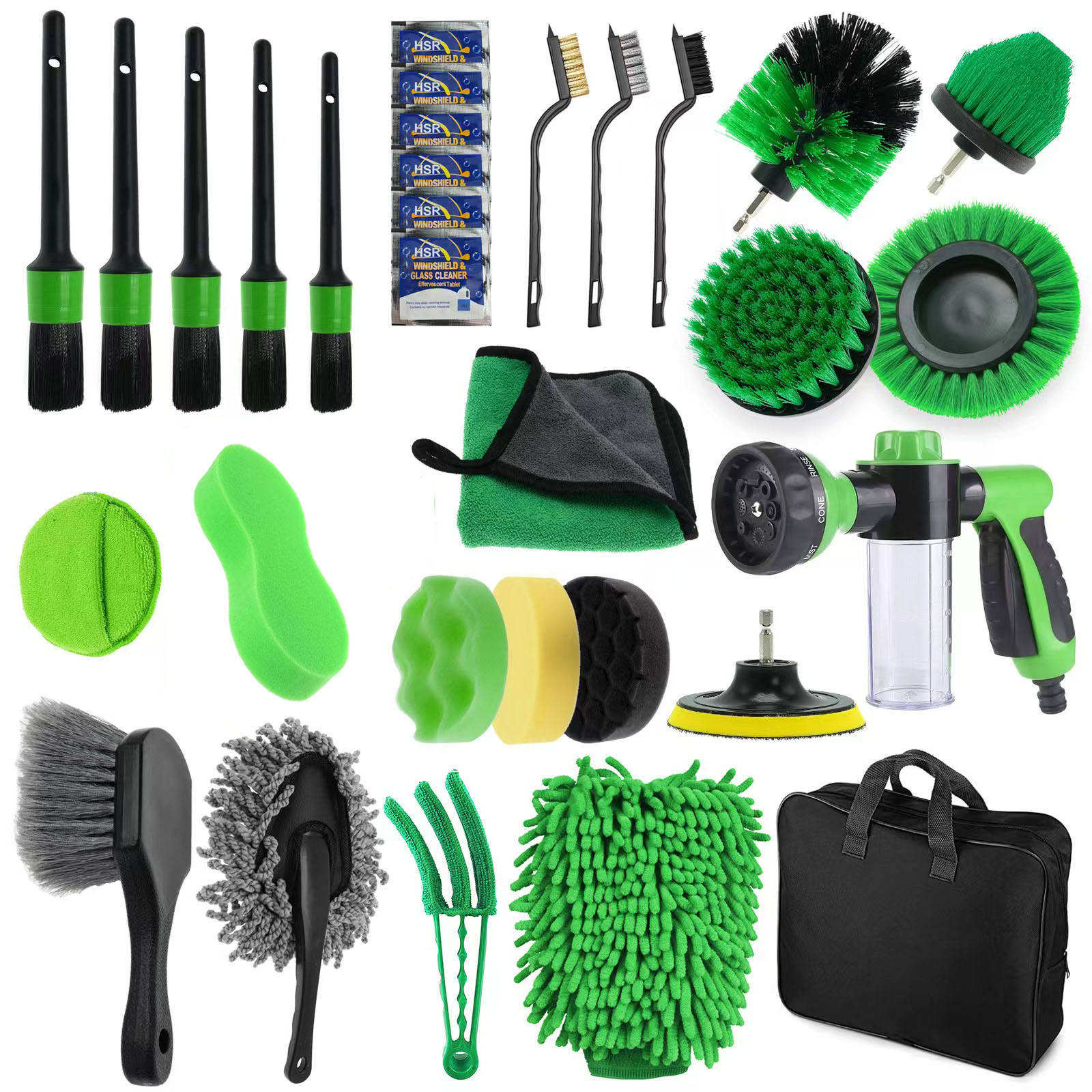 21pcs Interior Detailing Car Wash Cleaning Tool Kit With Towels Drill Brushes