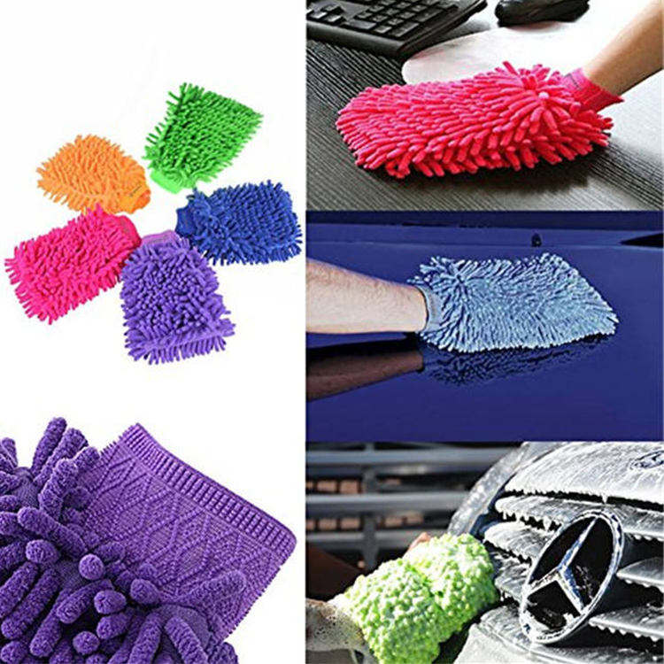 High Quality Microfiber Waterproof Car Washing Mitt In Microfiber Material Car Wash Mitt Chenille Gloves