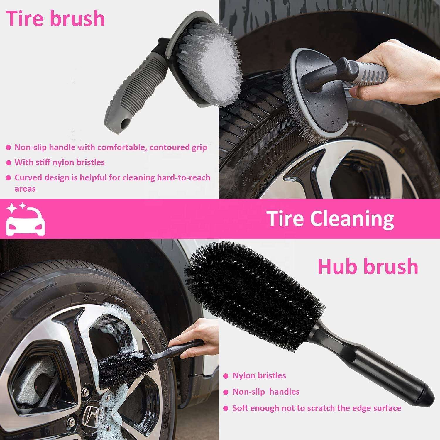 31pcs Pink Car Cleaning Kit Set Car Wash Kit With Canvas Bag Cleaning Gloves Other Car Cleaning Tools