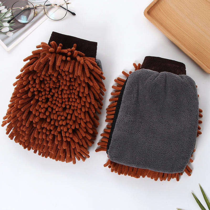 High Quality Thickened Chenille Scratch-Free Glove Microfiber Car Detailing Polishing Mitt 2-In-1 Microfiber Chenille Wash Mitt