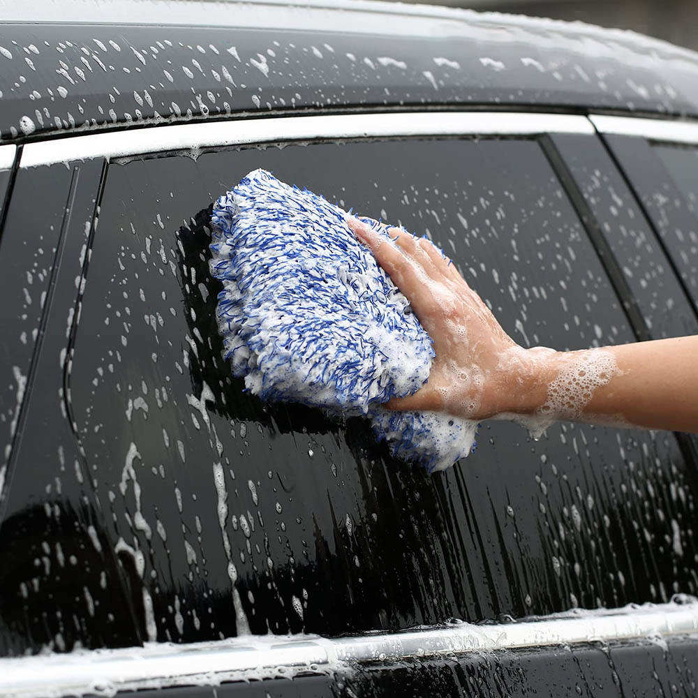 Plush Car Wash Sponge Large Korean Microfiber Bubble Pads Premium Absorbent Coral Fleece Block