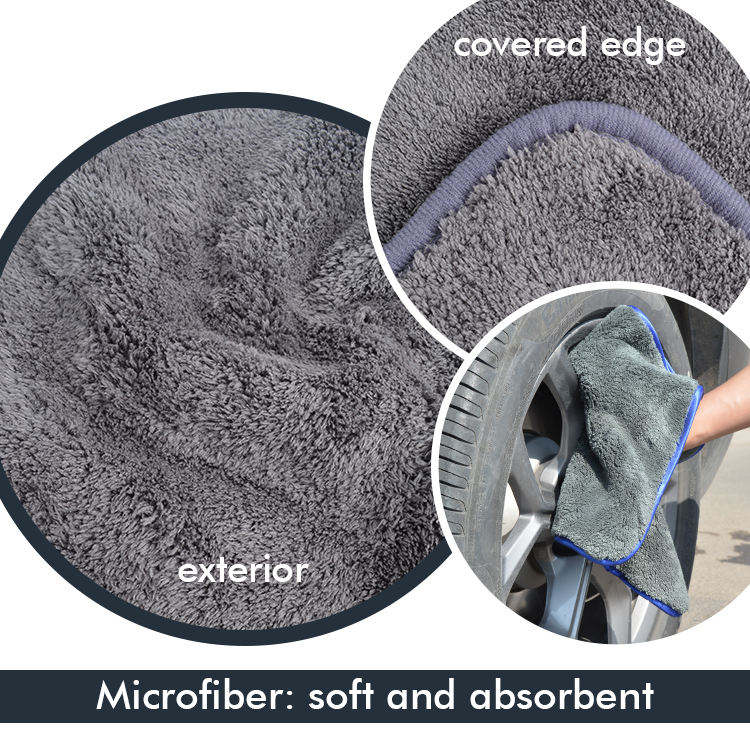 Surainbow Cationic Microfiber Super Thick Car Wash Drying Towel Car Detailing Cleaning Water Absorbent Towel