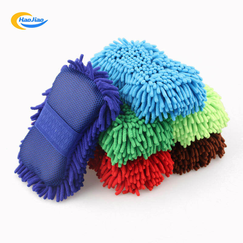 Non Scratch Noodle Chenille Microfiber Mesh Scrubber Car Detail Wash Cleaning Sponge Foam Pad