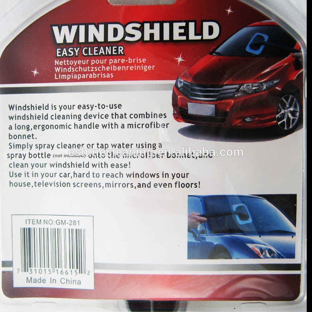 Windshield glass window cleaning wiper with microfiber pad