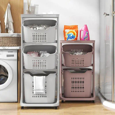 Multipurpose Vertical Rolling Layered Detachable Plastic Laundry Storage Basket