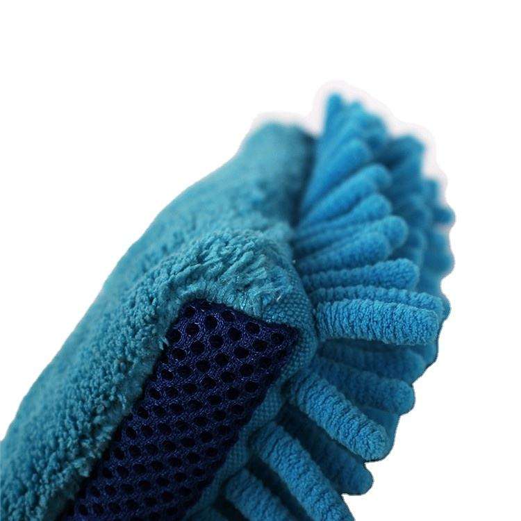 BSCI Custom Soft Chenille Car Cleaning Brush Microfibre Fleece Chenille Wash Mitt Polyester Fabric Microfiber Gloves