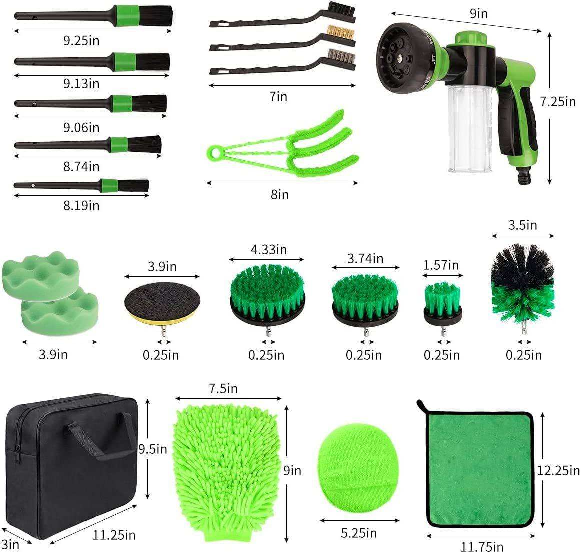 21pcs Interior Detailing Car Wash Cleaning Tool Kit With Towels Drill Brushes