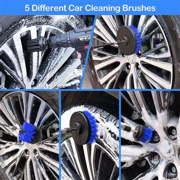 26Pcs Car Accessories Kit Detailing Drill Brushes Buffing Sponge Pads Car Wash Kit Interior Exterior Wheel Car Brush Set