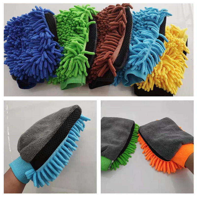 High Quality Thickened Chenille Scratch-Free Glove Microfiber Car Detailing Polishing Mitt 2-In-1 Microfiber Chenille Wash Mitt
