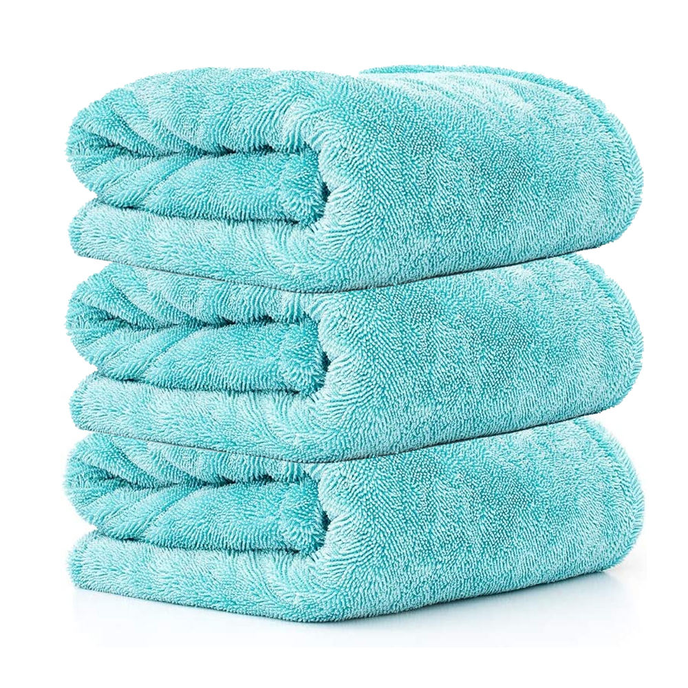 50x80cm Green Big Car Pro 1400gsm 1500 1600 1800 Double Side Microfiber Deluxe Dual Microfibre Drying Towel For Car Monster