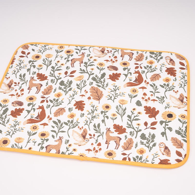 Custom Rectangle Tableware Tea Dish Mat Microfiber Drying Pad Home Kitchen Dish Drying Mat