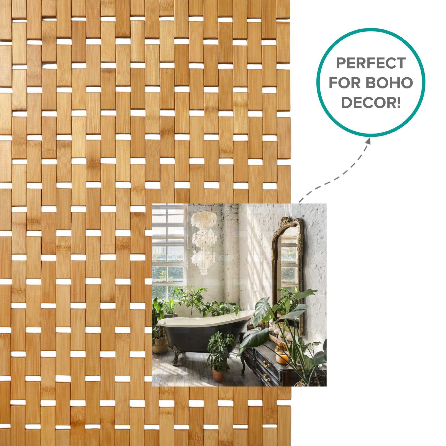 Anti Slip Bathroom Wooden Mats Environment Friendly Fast Drying Bathroom Square Bamboo Shower Mat