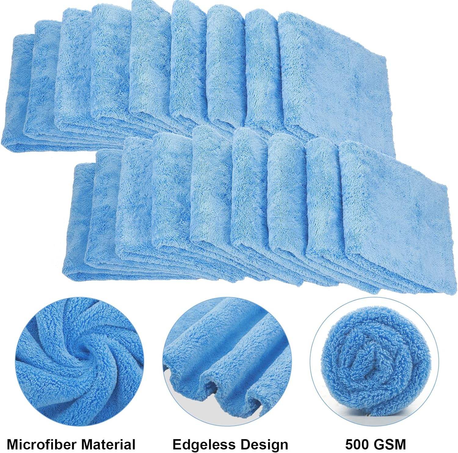 Car Drying Wash Detailing Buffing Polishing Towel with Plush Edgeless Microfiber Cleaning Cloth
