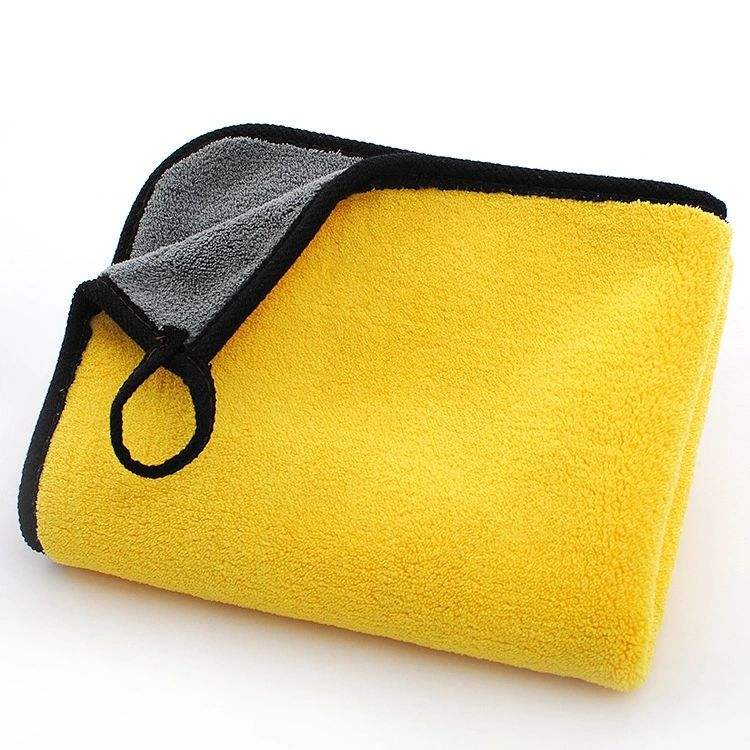 Custom High Quality Thicken Coral Velvet Two Color Double Sided Microfiber Cleaning Drying Washing Car Towel