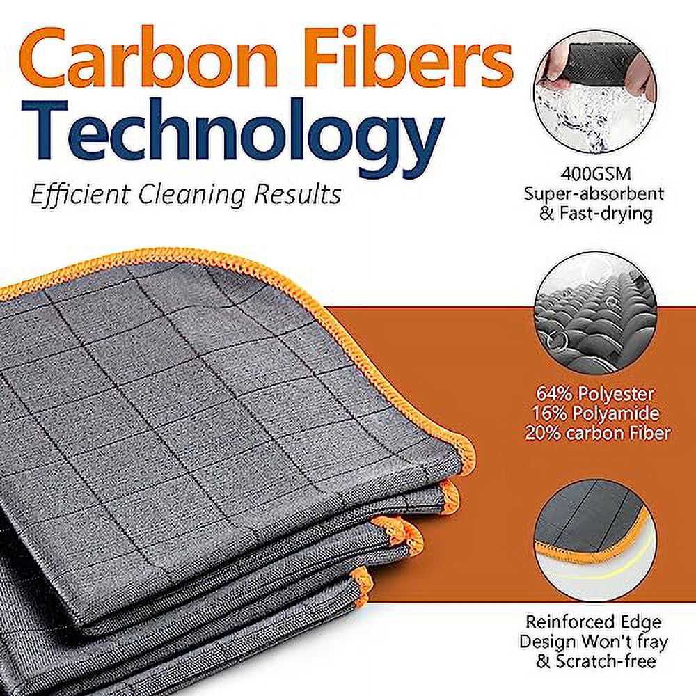 Carbon Microfiber Cleaning Cloth Glass Window Polishing Reusable for Mirror Kitchen Dish Auto Detailing