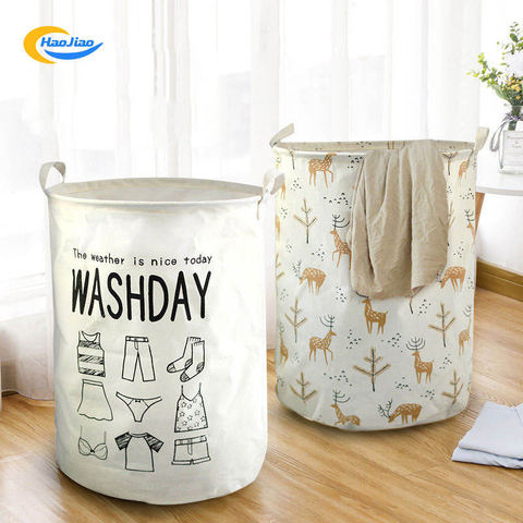 Cloth Dirty Clothes Foldable Storage Basket Doll Storage Bucket Cotton Linen Laundry Basket