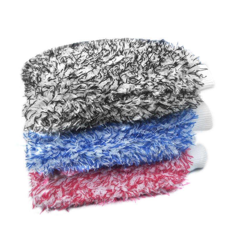 Premium Custom 70 30 Super Soft Long High Pile Microfiber Detailing Wash Mitt Car Clean Window Microfibre Wheel Washing Mitt