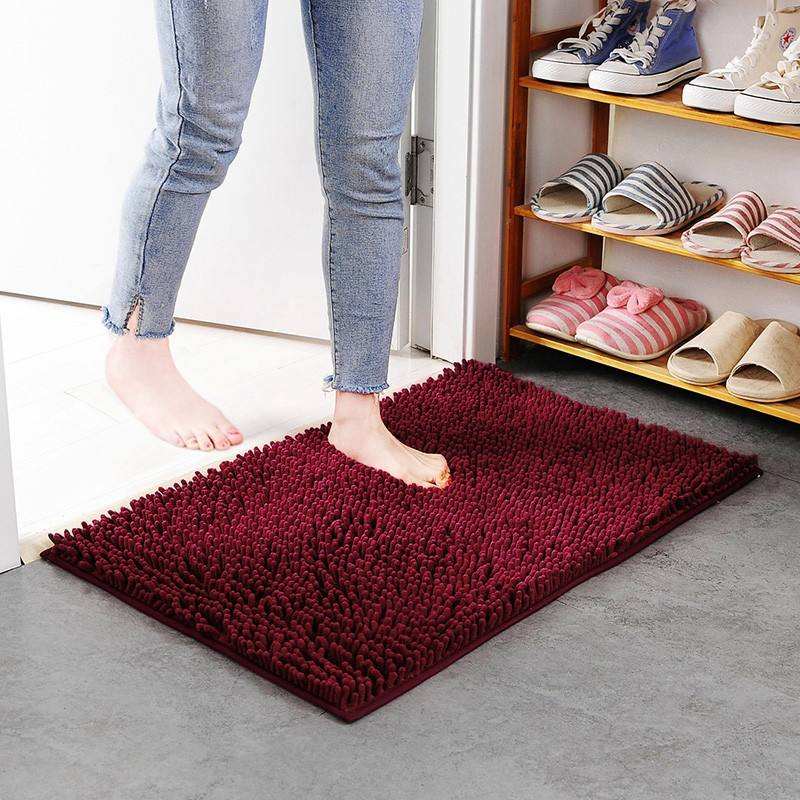 Chenille Soft Quick Dry 2-Ply Non-Slip Bathroom Mat Kitchen Rugs Thin Pile 3D Printed Washable Machine