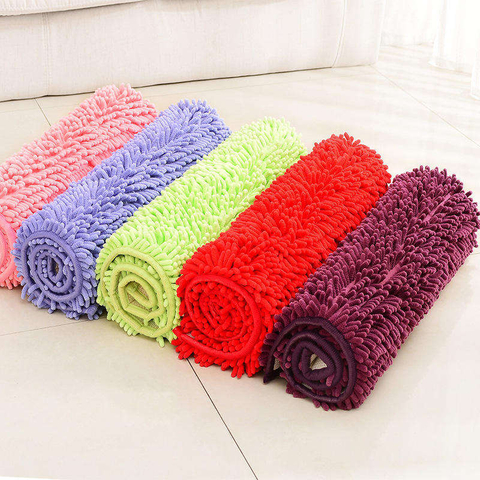Chenille Soft Quick Dry 2-Ply Non-Slip Bathroom Mat Kitchen Rugs Thin Pile 3D Printed Washable Machine