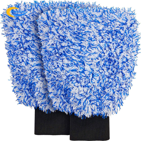 Custom Car Wash Mitt Auto Detailing Microfibre Microfiber Car Cleaning Wash Mitt Glove Coral Car Wash Mitt