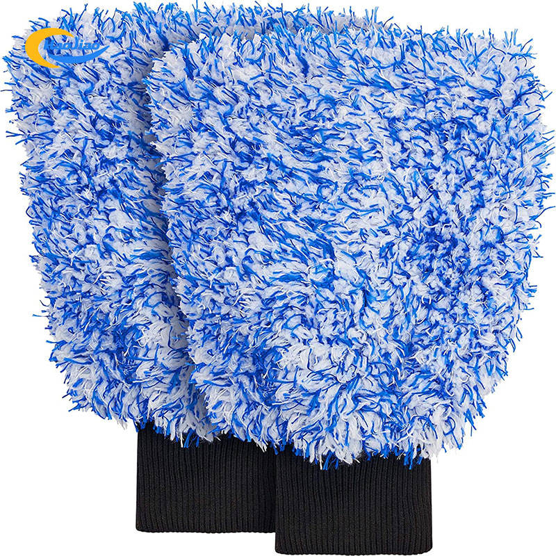 Custom Car Wash Mitt Auto Detailing Microfibre Microfiber Car Cleaning Wash Mitt Glove Coral Car Wash Mitt